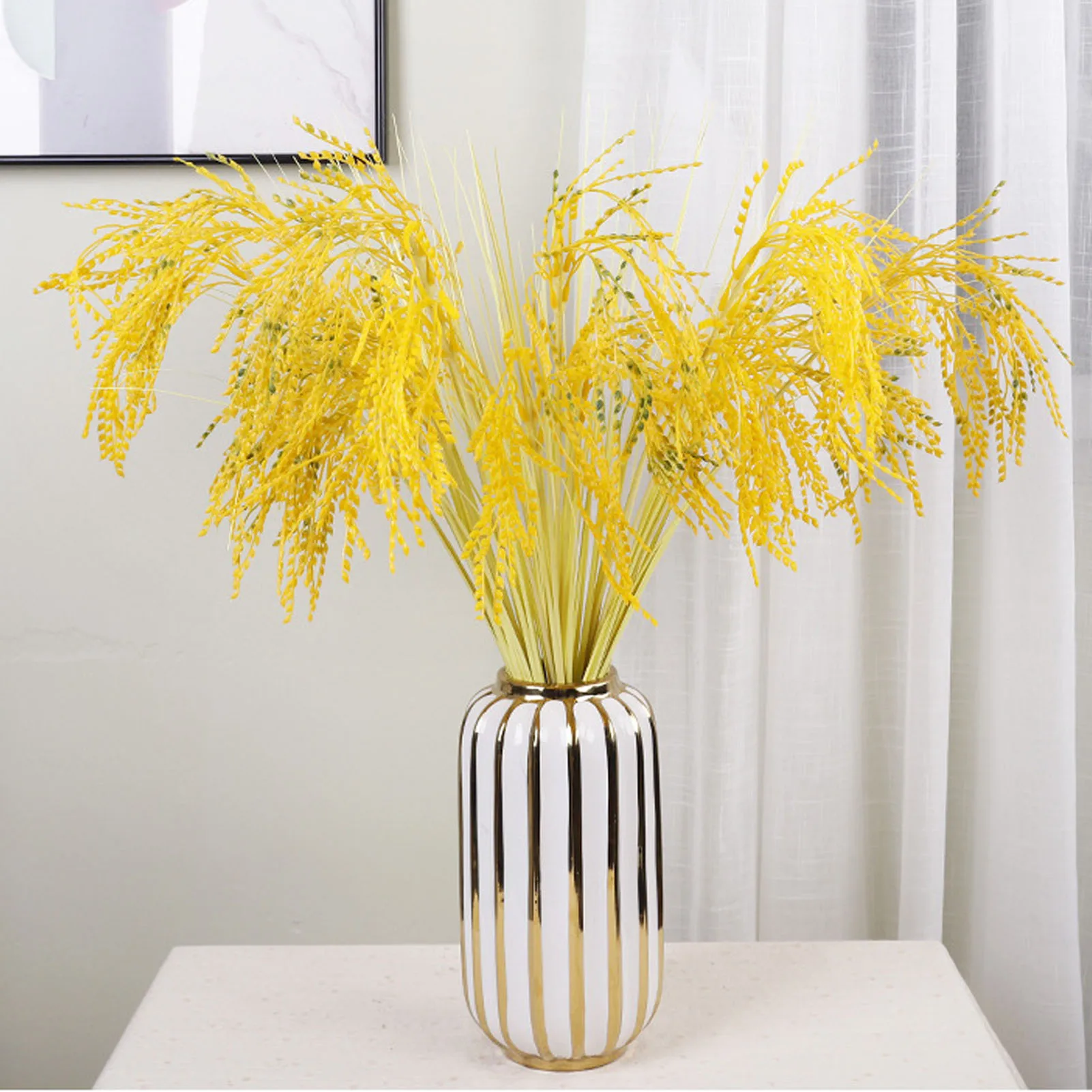 Artificial Simulation Wheat Stalks Fake Flowers Golden Sunshine Color Home Decor Simulated Ear Of Wheat For Farmhouse DIY