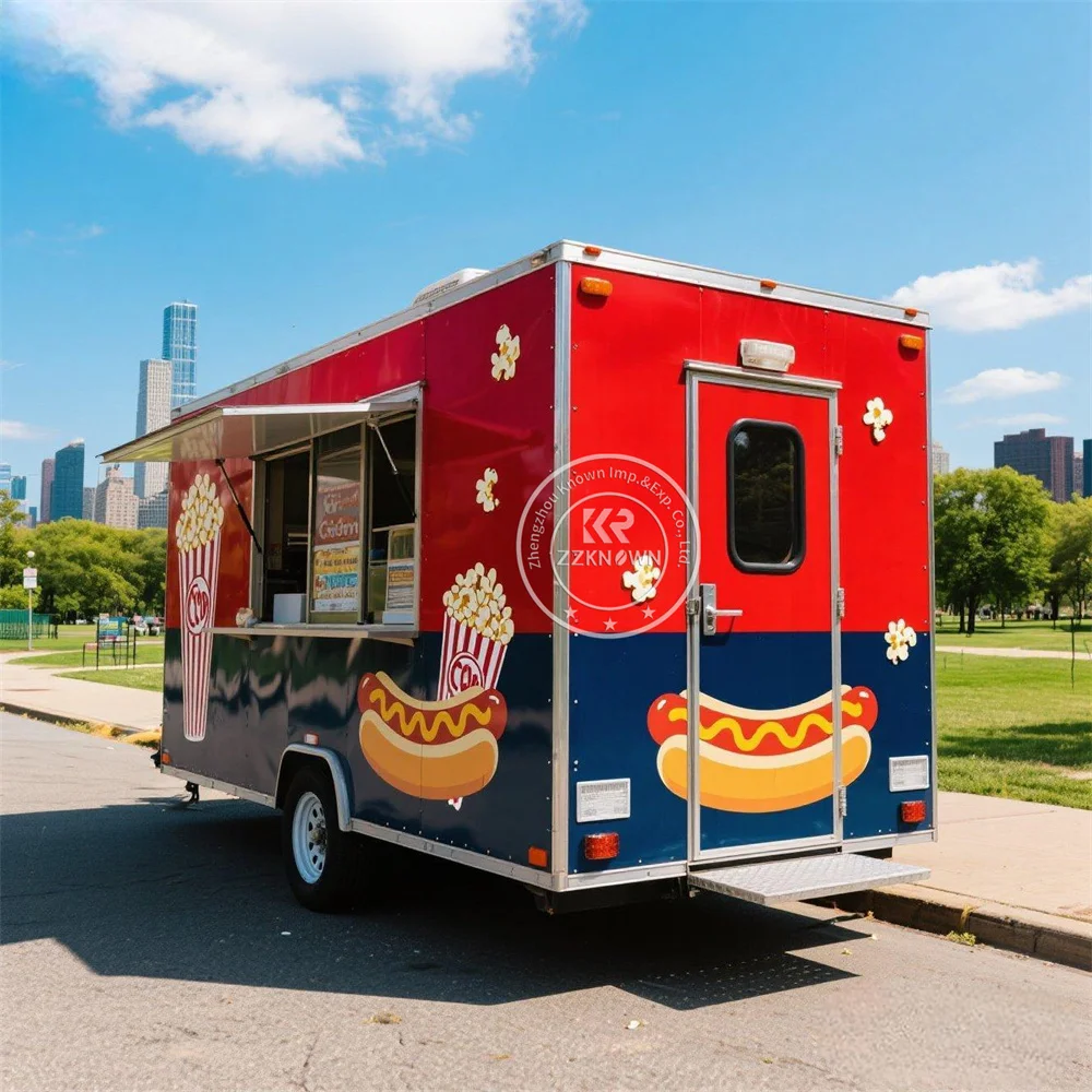 

Customized Mobile Kitchen Bbq Fast Food Trailer Fully Equipped Coffee Hot Dog Cart Concession Food Truck With Full Kitchen