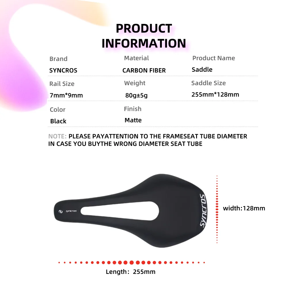 SYNCROS Full carbon fiber Ultra Light Road/Mountain bicycle saddle Seat Post Diameter 7x9mm  carbon saddles