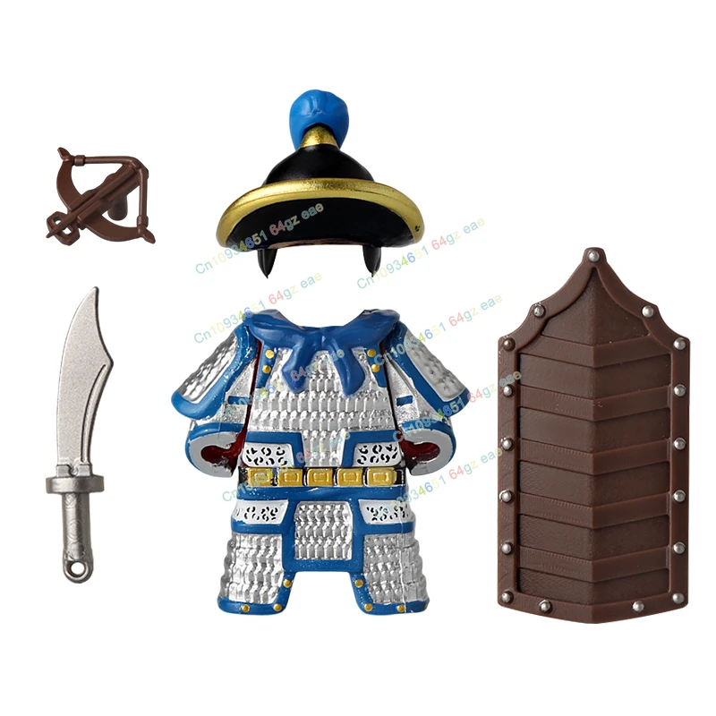 Blocs de construction d'armure chinoise à trois couleurs, mini figurines d'action anciennes, accessoires, modèles de jouets pour cadeaux de noël DY324 323 322