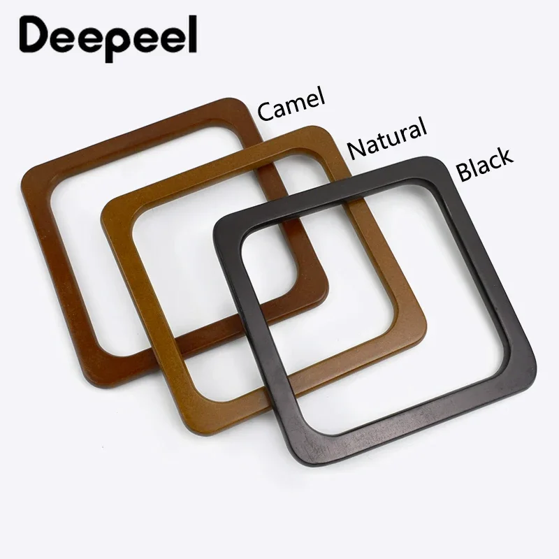 2Pcs Deepeel 20cm/14cm Square Wooden Bags Handle DIY Sewing Brackets Purse Frames Kiss Clasp Handbag Handles for Bag Accessories