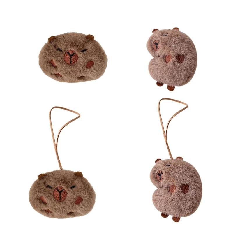 

4pcs/pack Capybara Miniature Plush Hangings Soft Handmade Key and Bag Charm