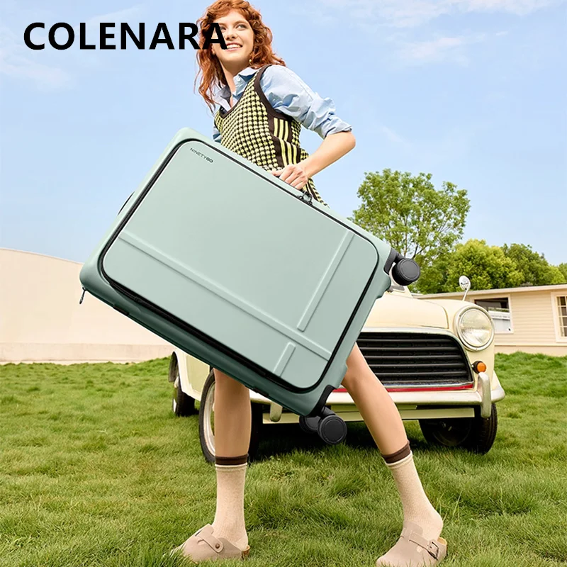 

COLENARA дорожный чемодан с передним отверстием для ноутбука, многофункциональный чемодан на колесиках, универсальный чемодан на колесиках 20 дюймов, 25 дюймов