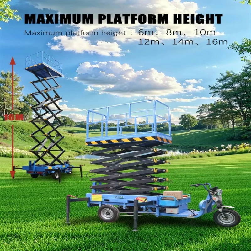2m-18m Tricycle Mobile Electric Scissor Lift Aerial Work Elevating Platform High Altitude Maintenance Handling Equipment
