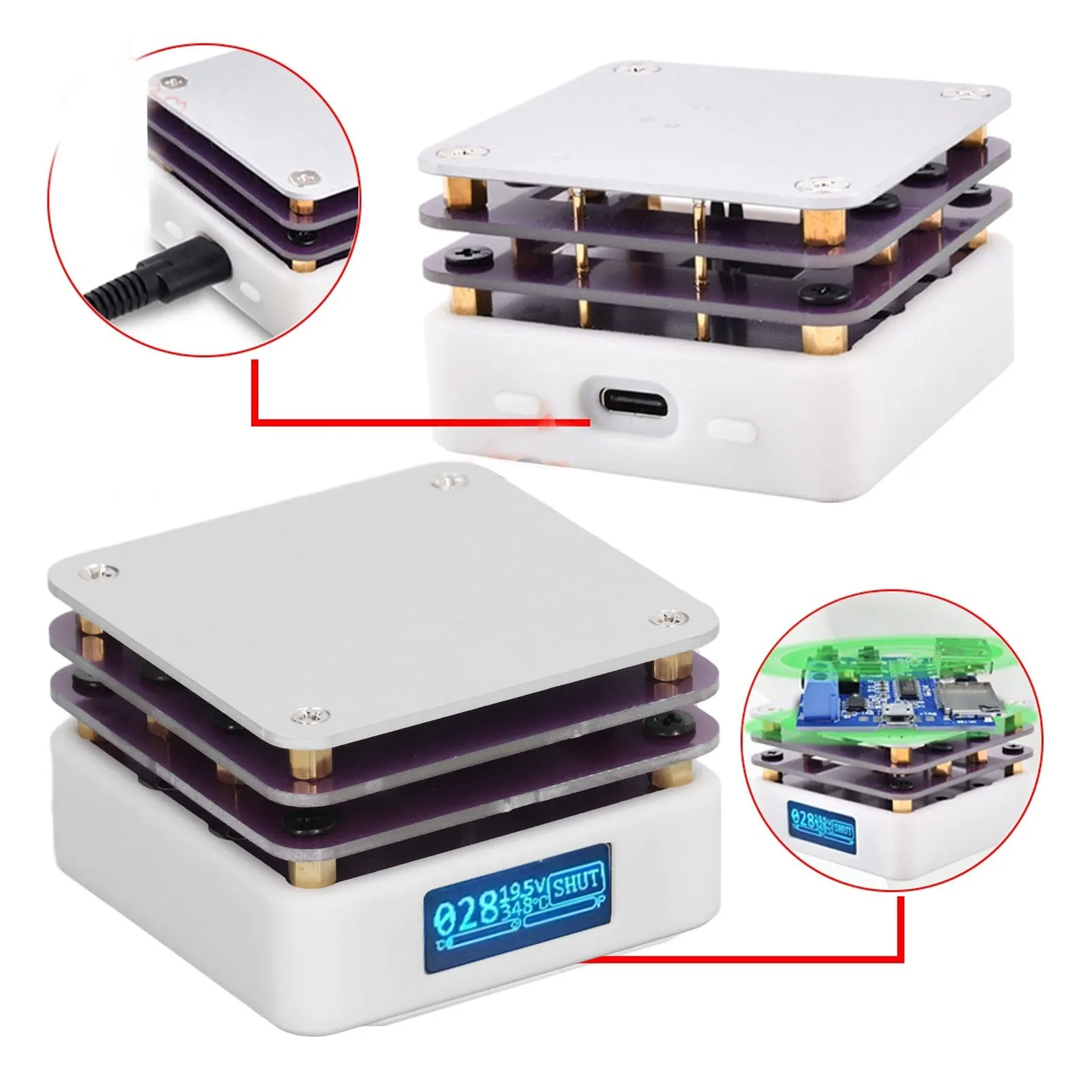 Welder Hot Plate USB Type C Interface Preheat Smart Enough Effective Heating Area Thermostat Chip Welding Station for PCB SMD