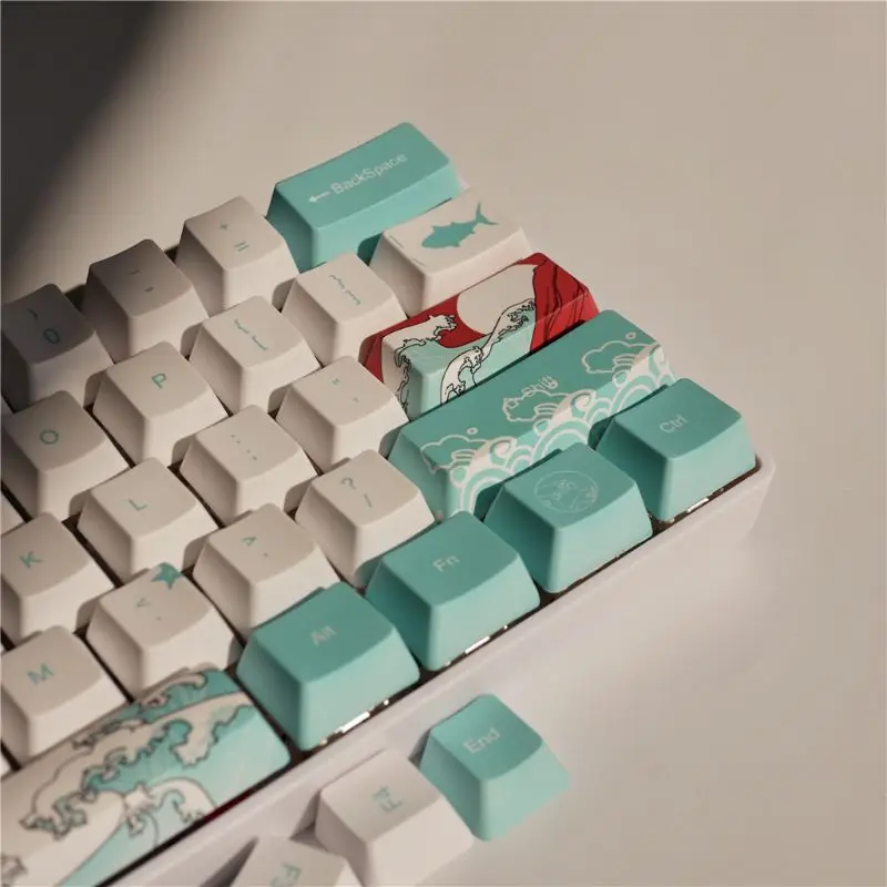 Sea Coral Replace SpaceBar Keycap PBT Five Sides Dye-Subbed Spacebar Space Bar Keycap for DIY Mechanical Keyboard