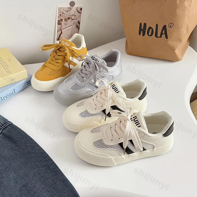 

Осенняя женская обувь, новинка 2025 года, модная винтажная дышащая повседневная спортивная обувь для доски, белая уличная обувь на толстой подошве для отдыха