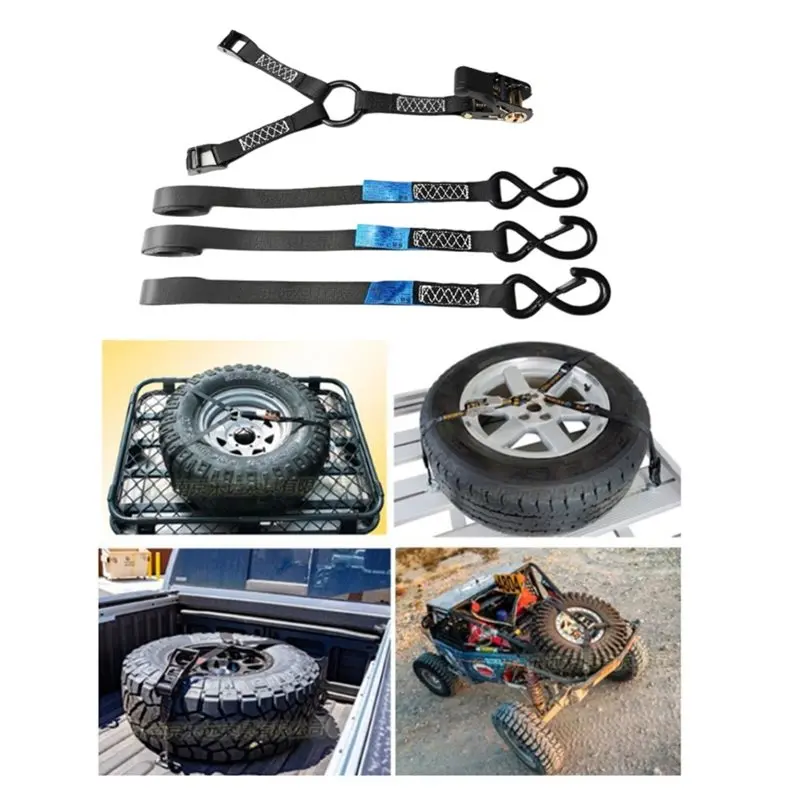 Tire Fixer Y Type Spare Tire Securing Strap 3 Point Roof Platform Tie Rope Spare Wheel Strapping Band