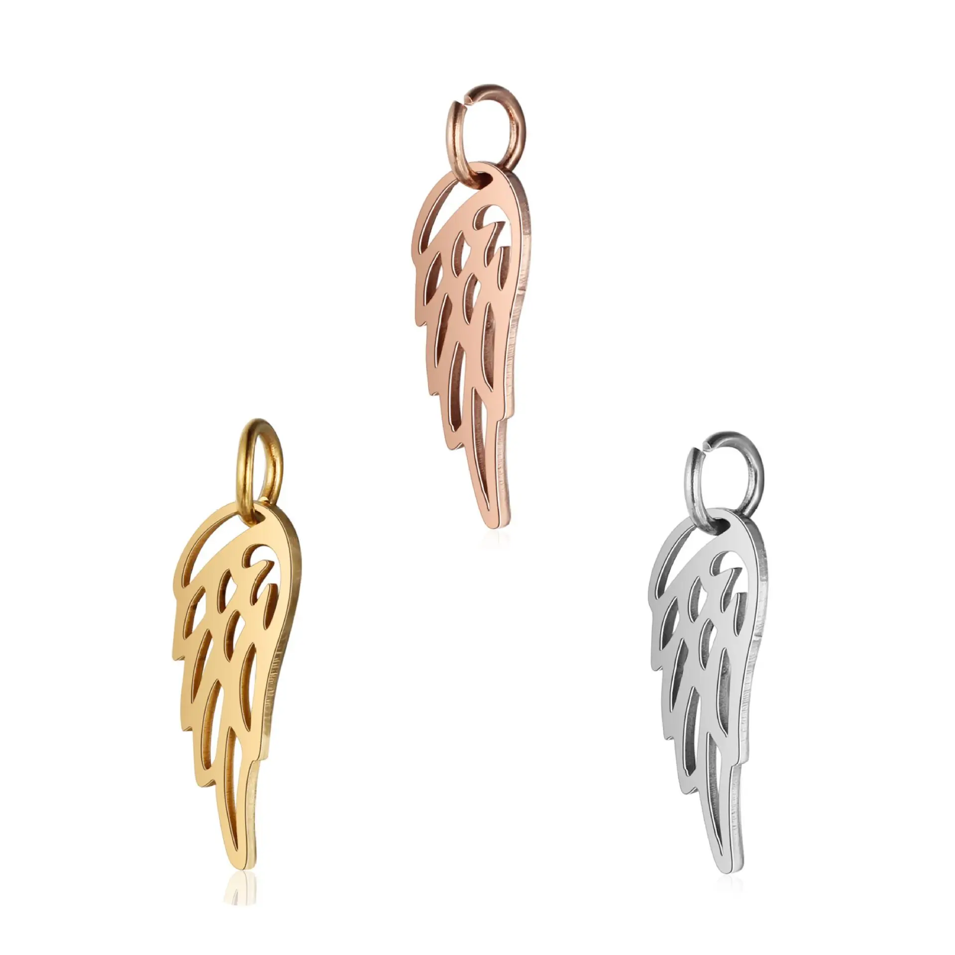 DOOYIO 5pcs/Lot Stainless Steel Charm Feather Wing Pendant DIY Women Fashion Necklace Jewelry Accessories