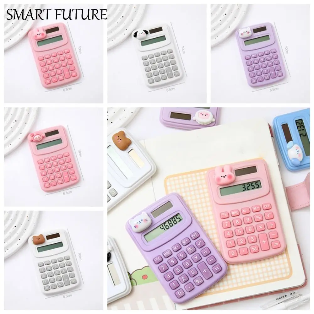 

8 Digits Cute Mini Portable Digit Calculator Lightweight Cartoon Animal Cartoon Cute Calculator Kawaii Candy Color