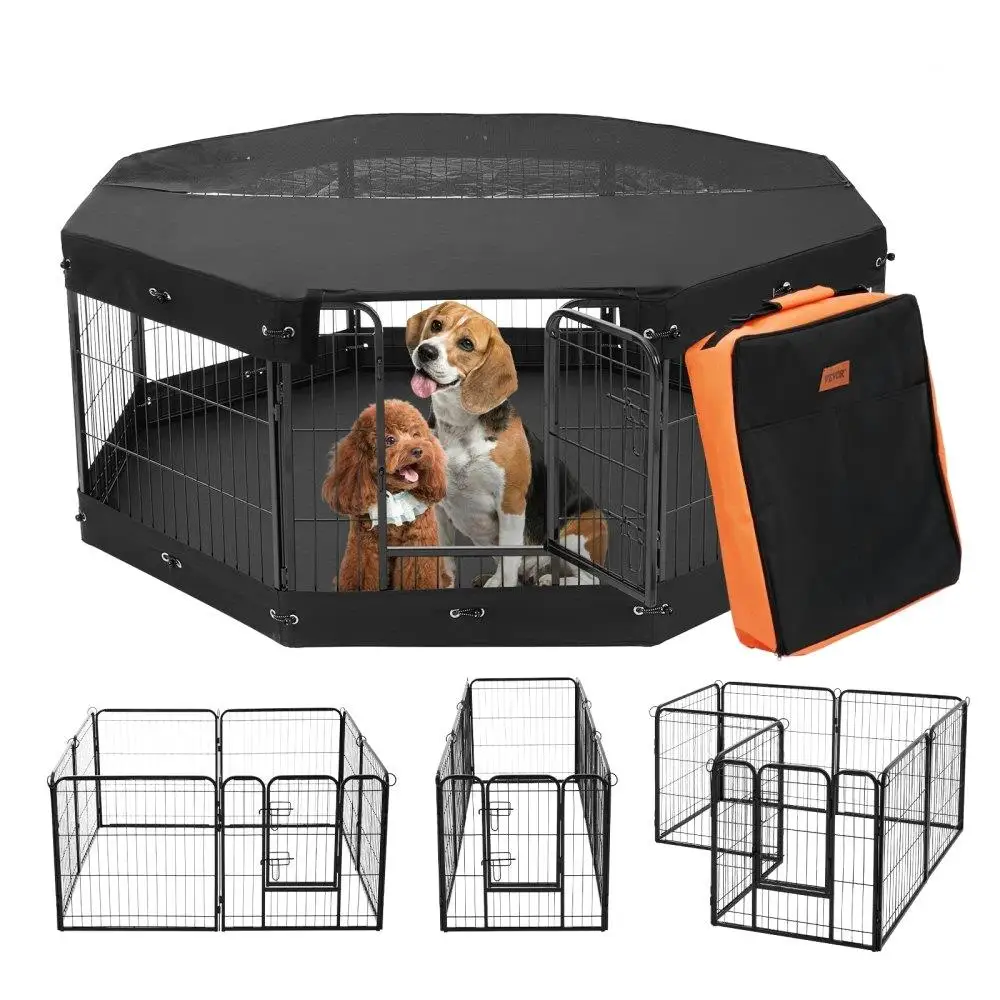 

Foldable Metal Dog Pen 8 Panels Exercise Training 8 Panels Polyester Cover Pad Bag Safe Durable EASY PORTABLE COLLAPSIBLE
