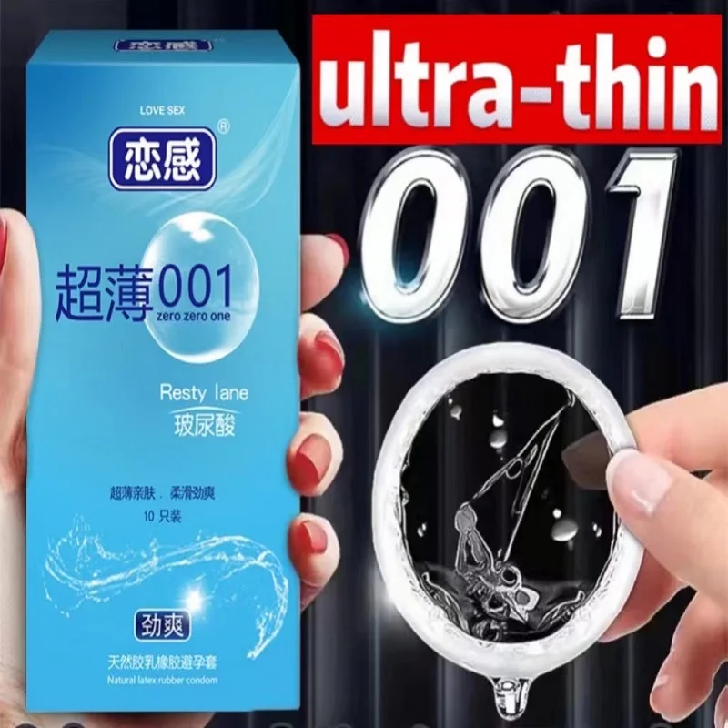 Hyaluronic Acid 0.01 Ultra Thin Condoms Long-lasting For Men Sex Ejaculation Delay Latex Condom Penis Sleeve For Adults Sex Love