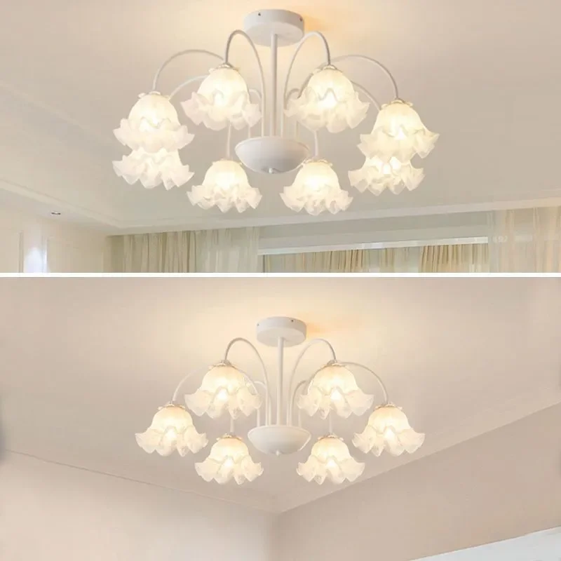 for American Living Room Chandelier Creative Lily of the Valley Flower Lamp Retro Rural Pastoral Medieval Restaurant Pendant