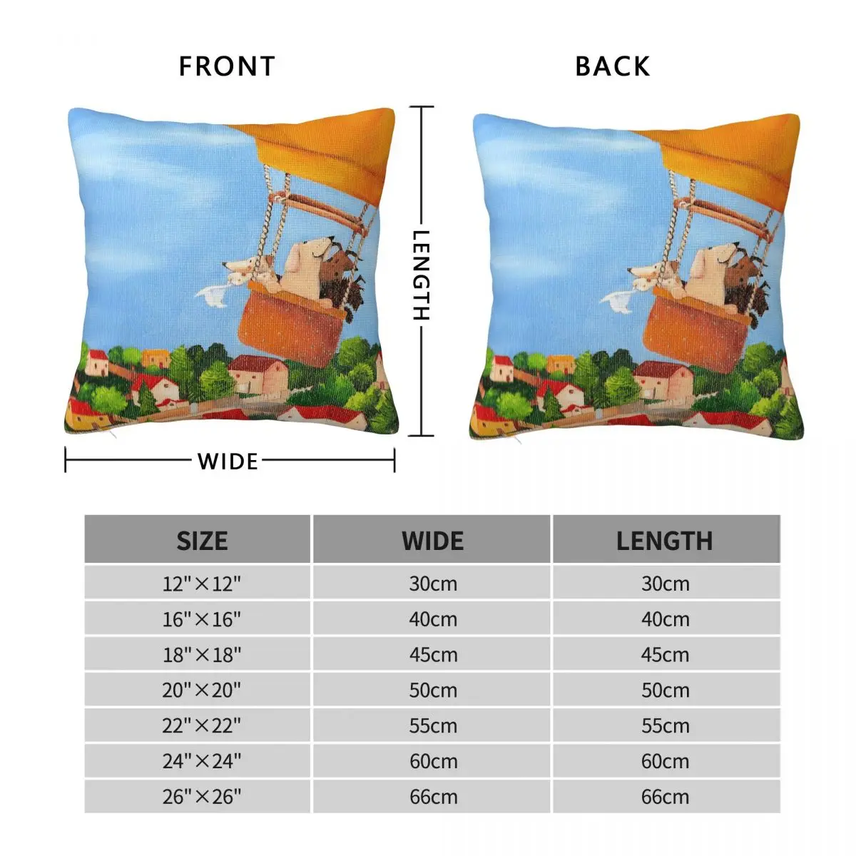Leaving Home Hot Air Balloons Square Pillowcase Polyester Linen Velvet Creative Zip Decorative Pillow Case Room Cushion Cover