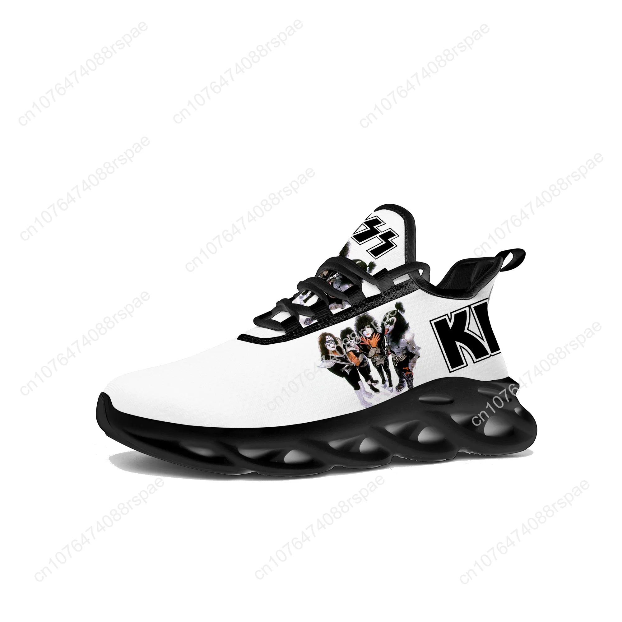 Kiss Metal Rock Band Flats Sneakers Mens Womens Sports Running Shoes High Quality Sneaker Lace Up Mesh Footwear Customize Shoe