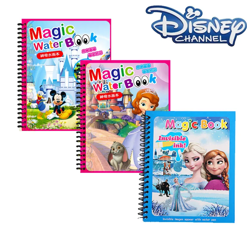 Disney Cartoon Frozen Water Painting Drawing Toys Set Graffiti Minnie Mouse Elsa Princess Watercolour Magic Book for Girls Gift