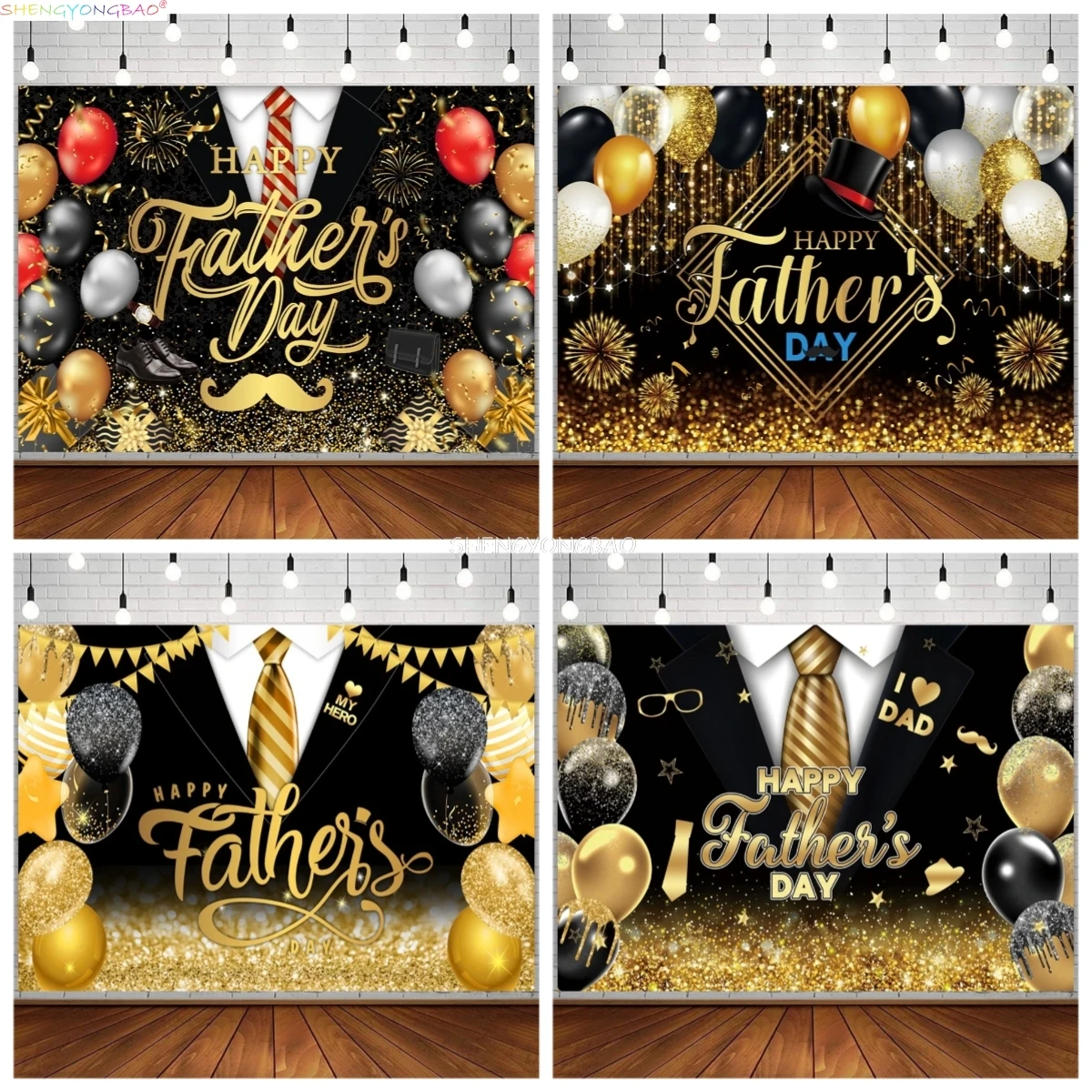 

Happy Father's Day Background Gentleman Black Suit Tie Photography Backdrop Evening Party Portrait Photo Shooting Props AT-08