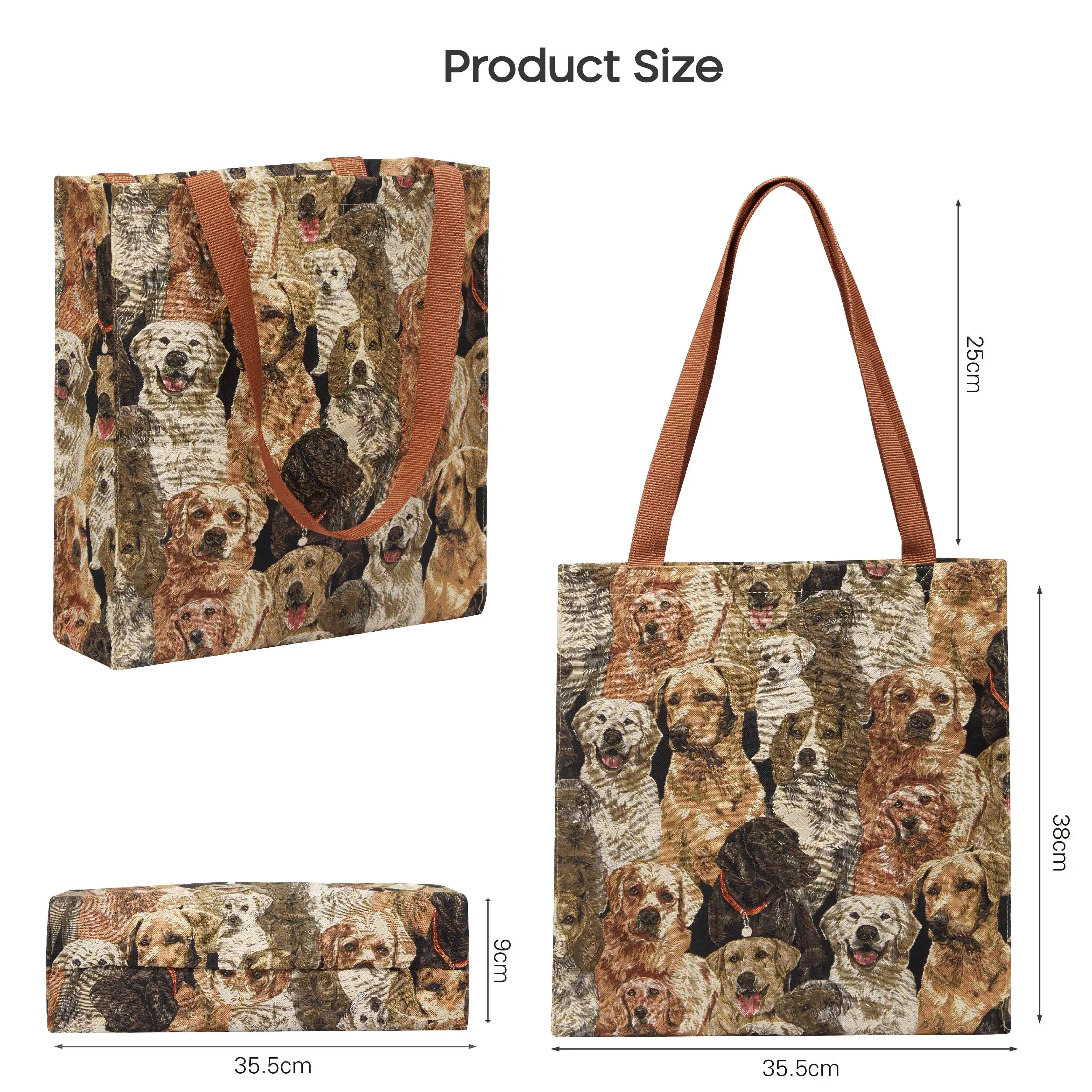 SAJA Foldable Shopping Bag Large Capacity Tote Bag Woman\'s Shoulder Bags Dog Animal Pattern Female Gril Beach Travel Grocery Bag