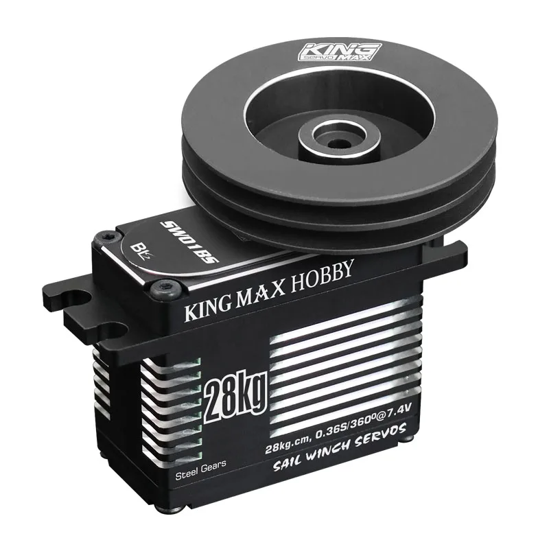 Kingmax SW01BS 77g 28kg.com@7.4V Steel Gear High Performance Programmable Digital Standard Sail Winch Servo for Competitions