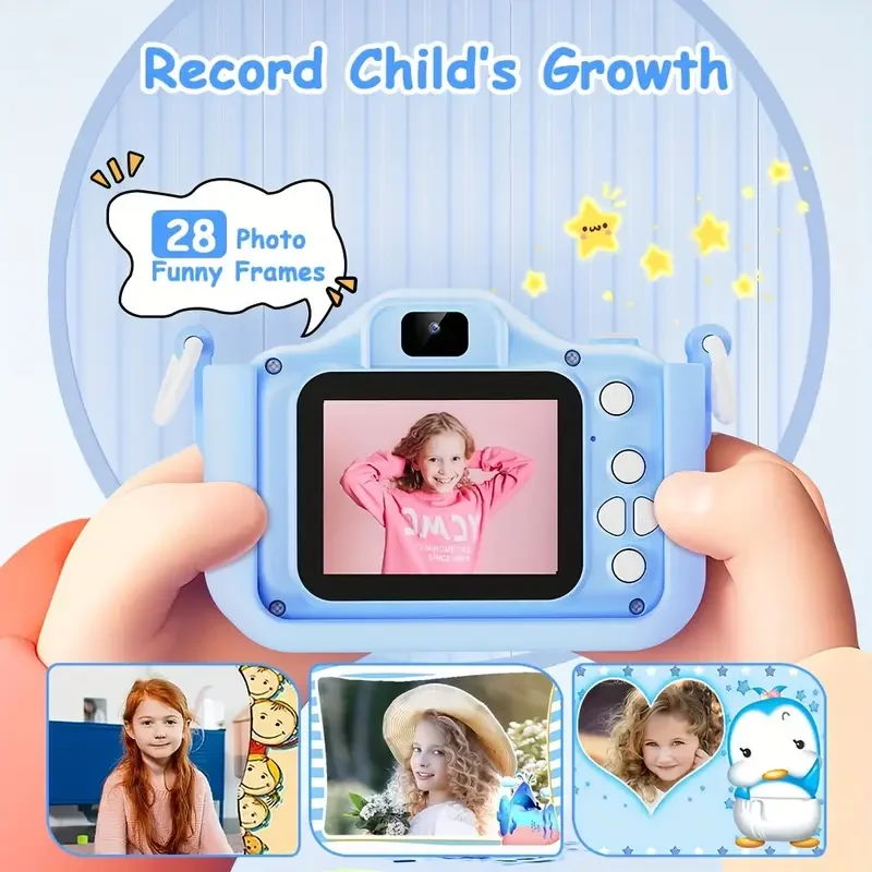 กล้องของเล่นเด็กที่ได้รับการปรับปรุงแล้ว เป็นของขวัญวันเกิดในวันคริสต์มาส กล้องวิดีโอดิจิตอลแบบตั้งเวลาถ่ายภาพความละเอียดสูง 1080P