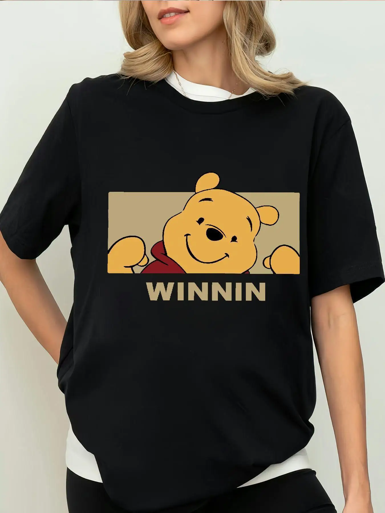 

Disney Winnie The Pooh T-Shirt Cotton Men's Women Casual Trendy Oversized Streetwear Loose Short Sleeve Unisex Event Outfit