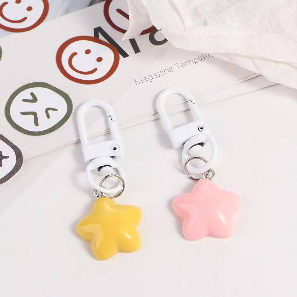 Porte-clés pendentif étoiles pour sac à dos, pentagramme doux, jaune laiteux potelé, jaune et rose, cadeaux pour filles