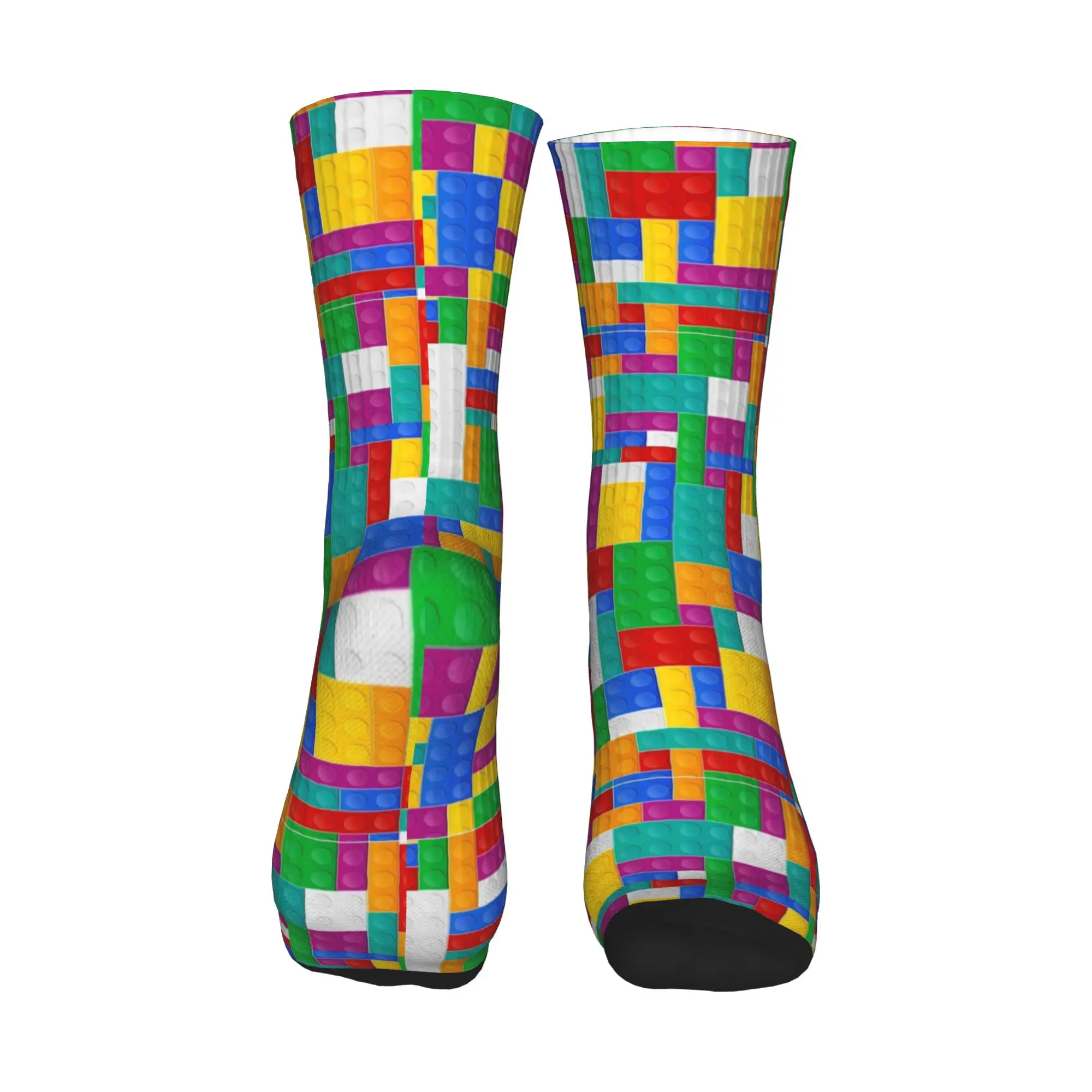 Colorful Building Blocks Toys Print Socks Anti Stockings Adults Men Breathable Outdoor Sports Socks Autumn Funny Design Socks
