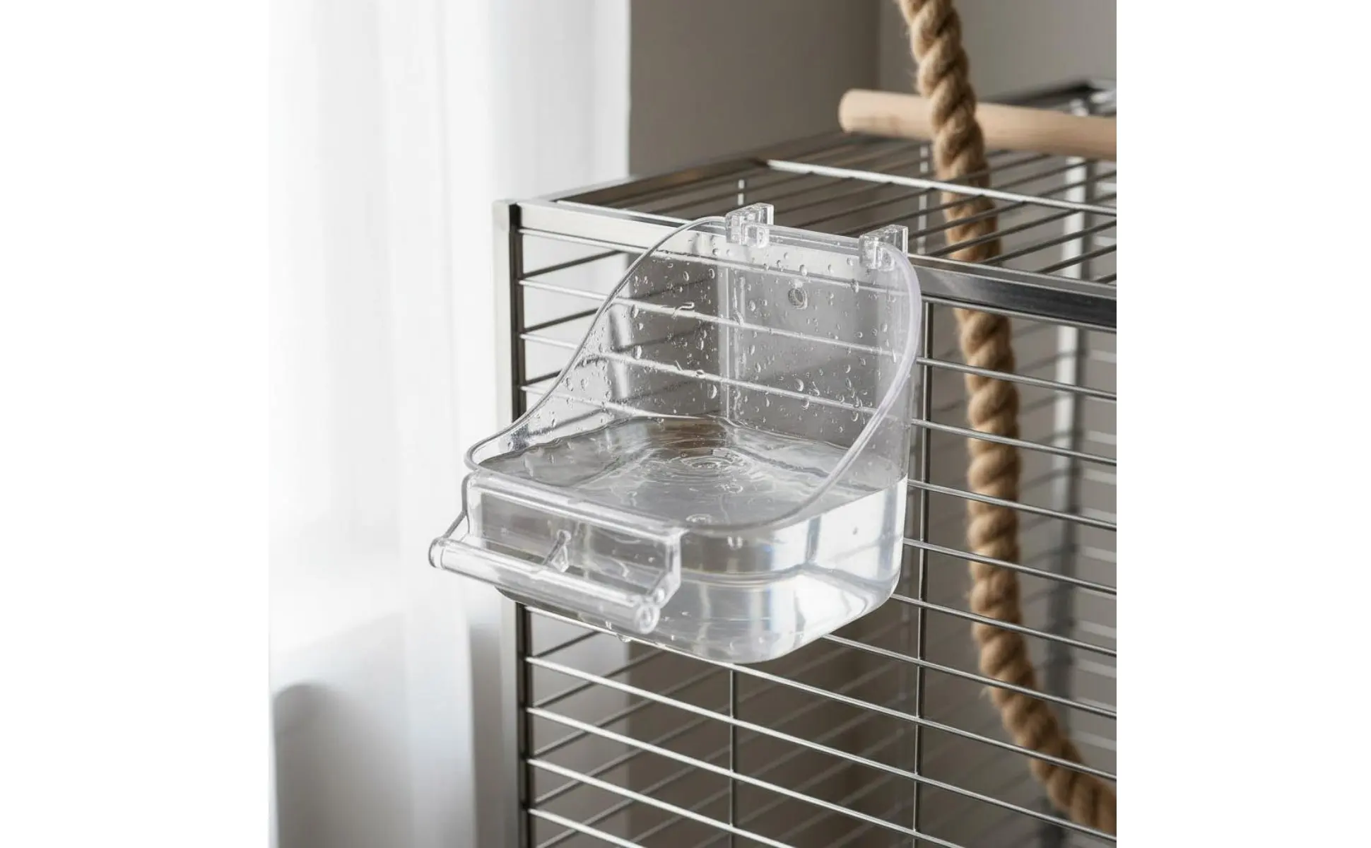 Bird Food Bowl Removable Enclosure Mounted Food Bowl Small Pet Bath Tub Easy to Clean Bird Feeder Cup 2 in 1
