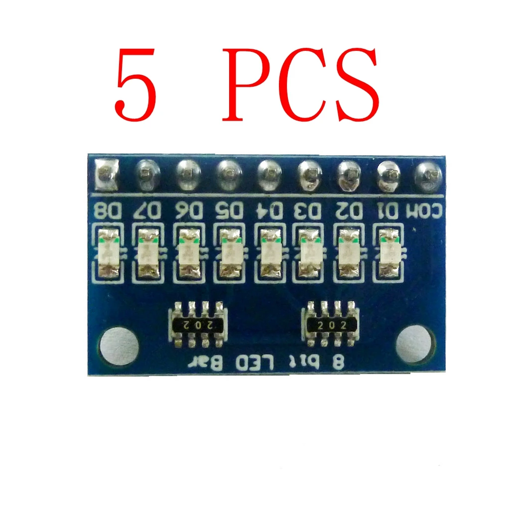5PCS 8-Bit LED Indicator Module 3.3V/5V Red/Blue Common Anode/Cathode for Arduino Raspberry Pi - Set of 5