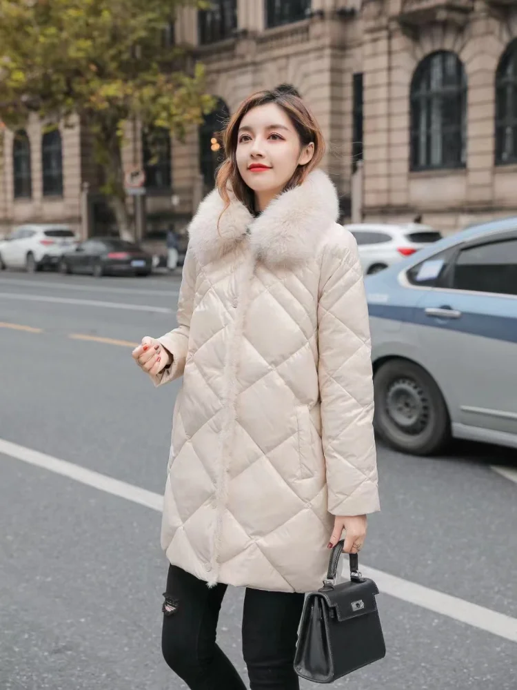 Winter Warm Coat Thickened 90 Duck Down Down Jacket Slim Hooded Warm Women\'s Coat Fashion Fox Fur Collar Sweet Leisure Parka