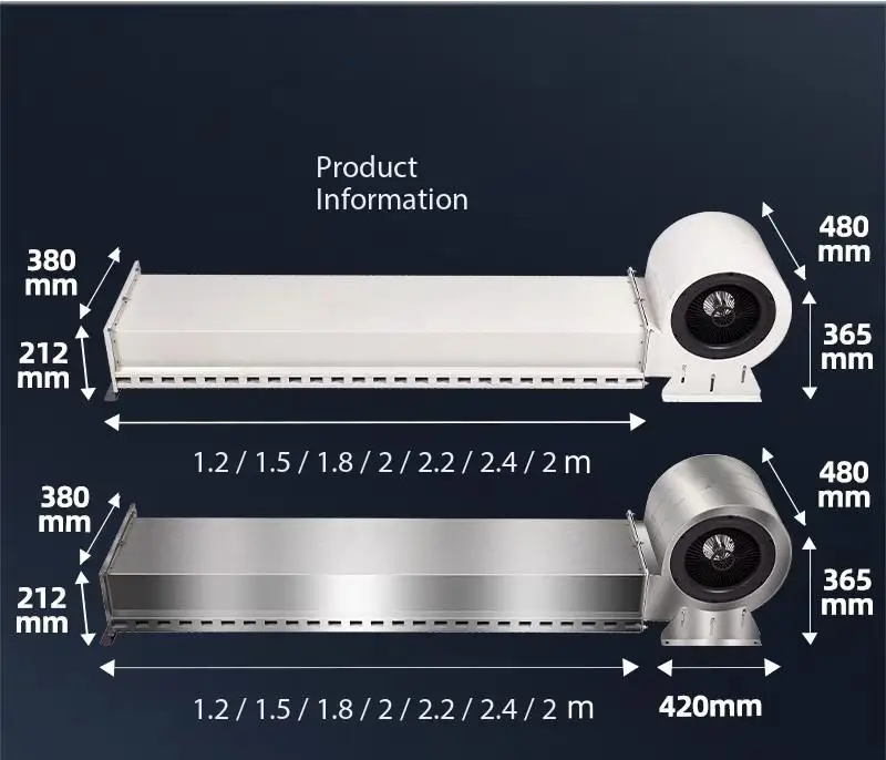 Energy Conservation Cold Storage Air Curtain 3ft 4ft 5ft 6ft Stainless Steel Flexible Material for Efficiently Keeping Cold Air