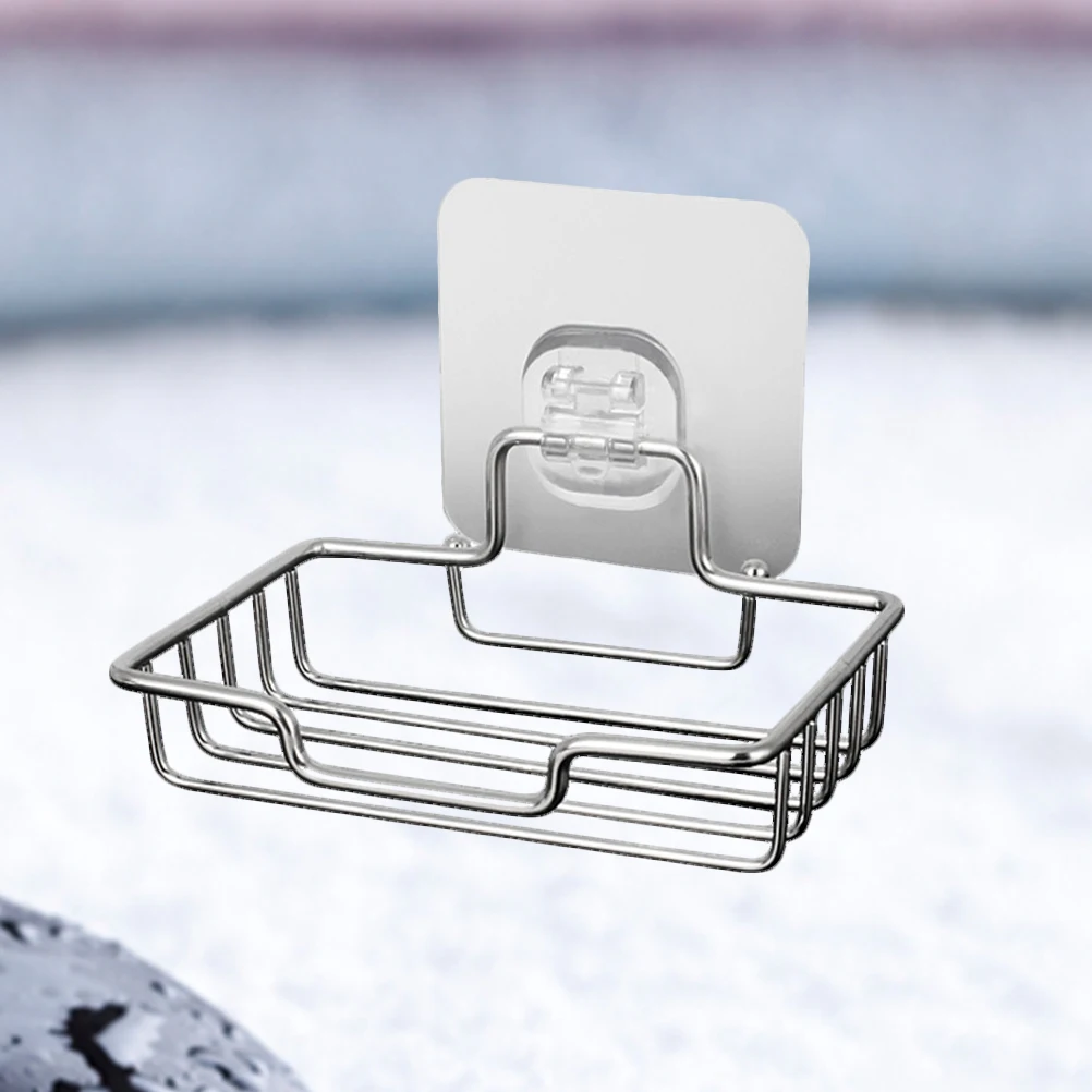 

Stainless Steel Soap Holder Sponge Drain Rack Kitchen Shelf Storage Strong Adhesive Punch Free Wall Mount Rustproof Waterproof