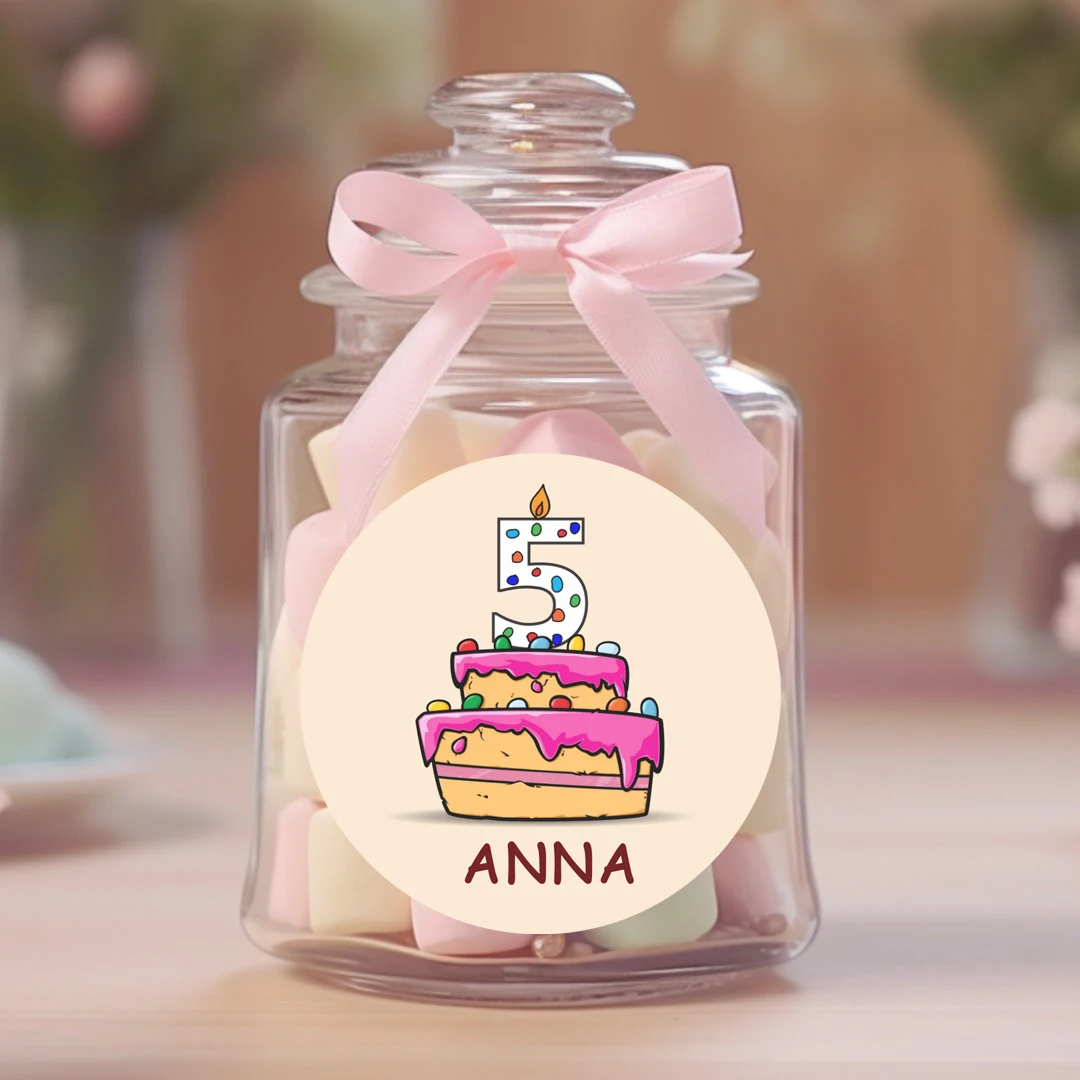 48/96pcs customized personalized name birthday digital stickers, suitable for gift packaging at baptism parties