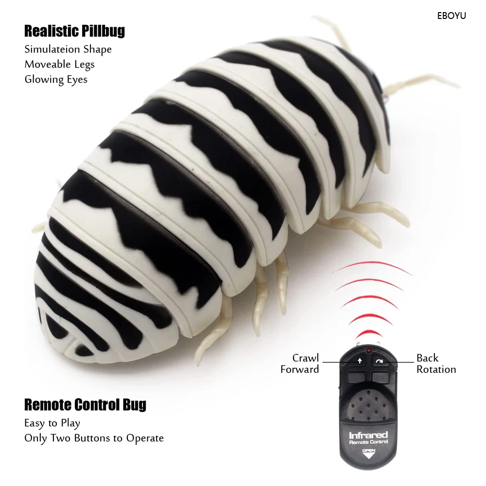 EBOYU 9920 RC Bug Remote Control Worm Realistic Pillbug Electronic Animal Prank Toy Insect Car Vehicle Kids Birthday Gift