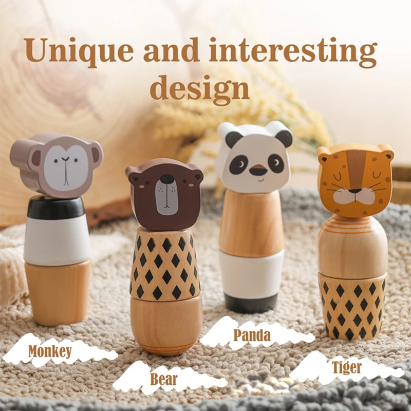 Jouet Montessori en bois pour bébé, jouet de développement pour enfant, jouet AV à main, cloche à main, puzzle animal, cadeau classique pour enfant