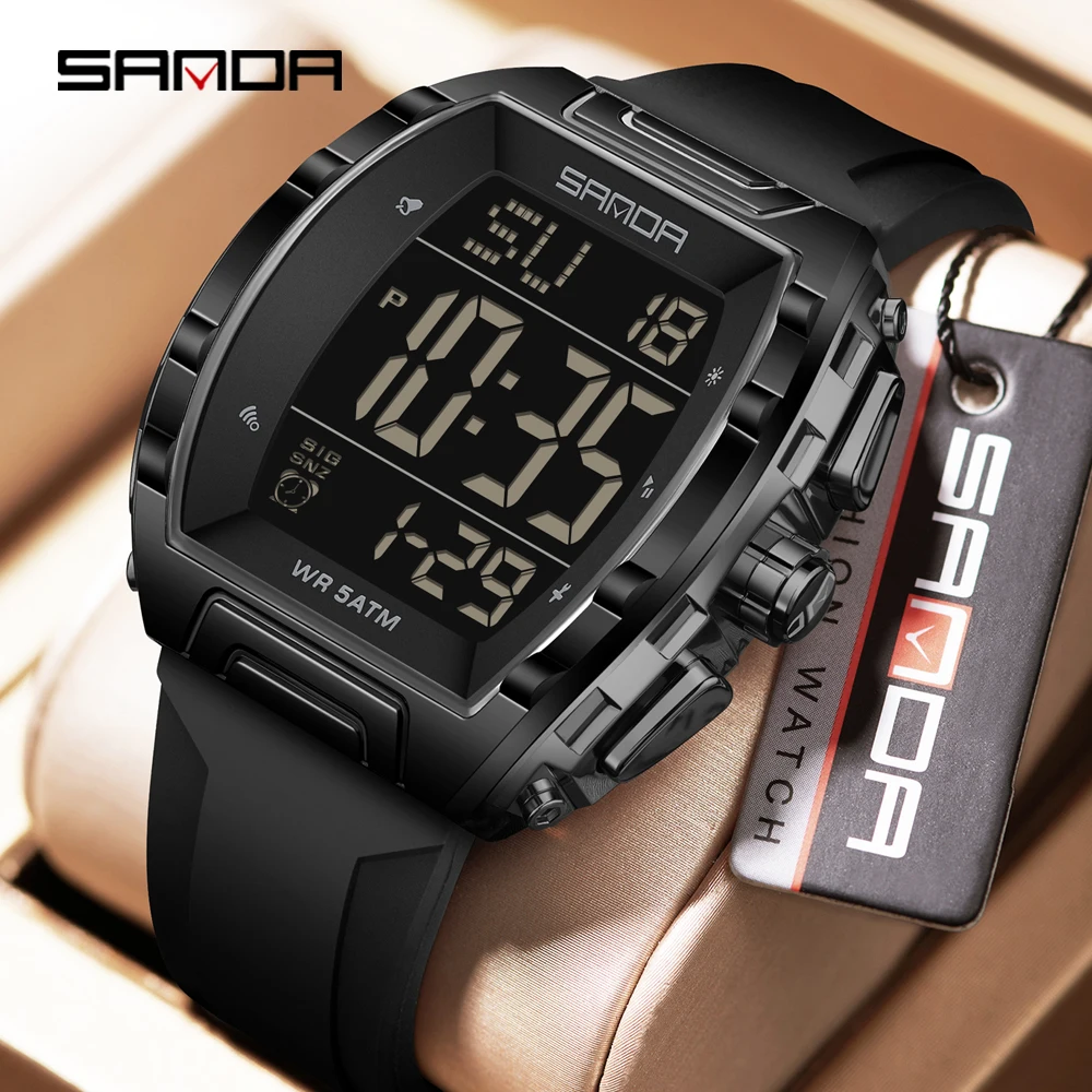 SANDA 6286 Fashion Electronic Watch Calendar Luminous Shockproof Waterproof Silicone Strap Men Women Sports Digital Wristwatch