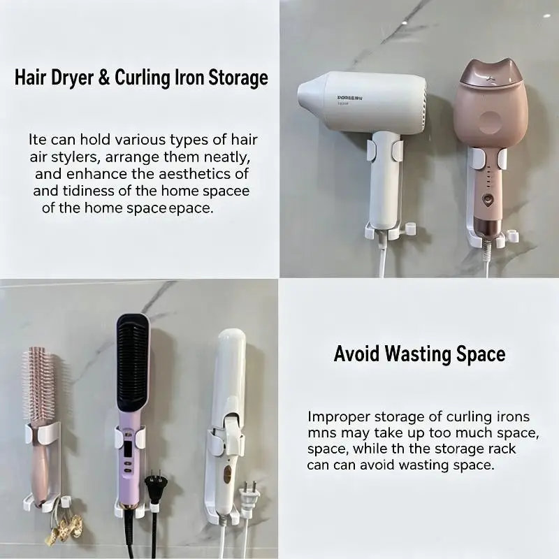 Wall Mount Hair Curler Straighteners Holder Curling Bracket Wall Mounted Hair Dryer Organizer For Bathroom Home Accessories