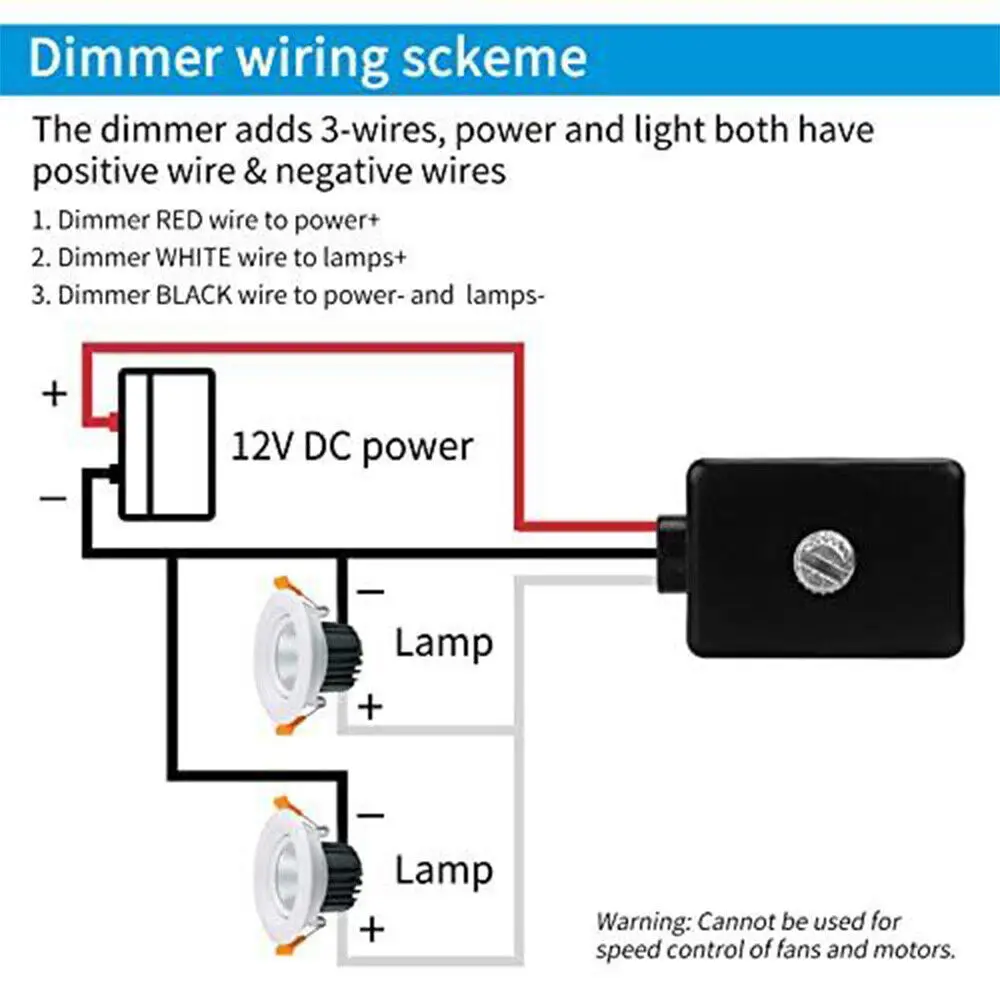 Interruptor de atenuación LED PWM para Campervan, autocaravana, coches, barco, RV, CC de 12V