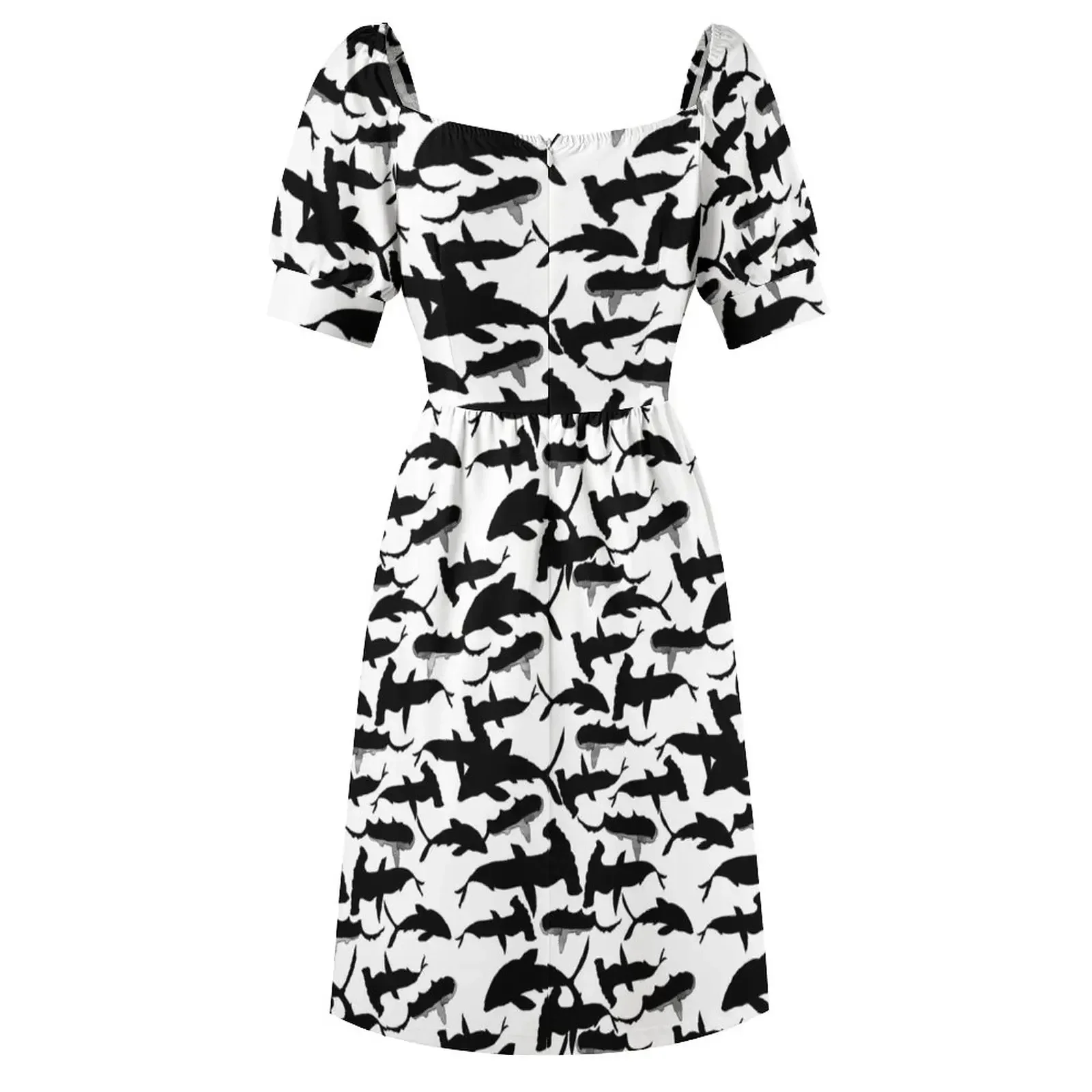 فستان أسماك القرش في bw بأكمام قصيرة فستان حفلة موسيقية 2025 فساتين غير رسمية