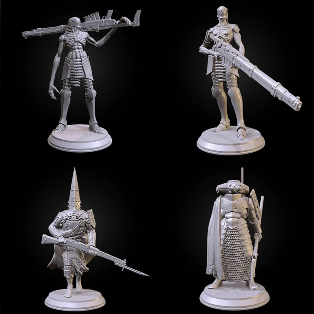 38mm 50mm 75mm Kriegsspiel Schach Mini Harzfiguren 3D gedruckte weiße Modelle DIY Malerei Selbstmontage Miniaturen