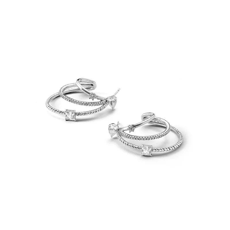 

SA SILVERAGE 925 Sterling Silver Earrings for Women Syhtnentic Cubic Zirconia Big Circle Earrings Fine Jewelry Gift