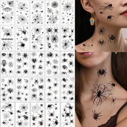 10 adesivi per tatuaggi temporanei di Halloween per donne uomini tatuaggi finti con ragnatela impermeabile per trucco viso e corpo