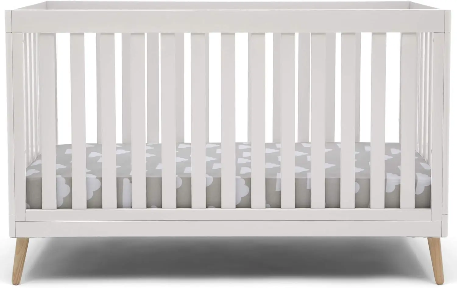 

Children Essex 4-in-1 Convertible Baby Crib, Bianca White with Natural Legs
