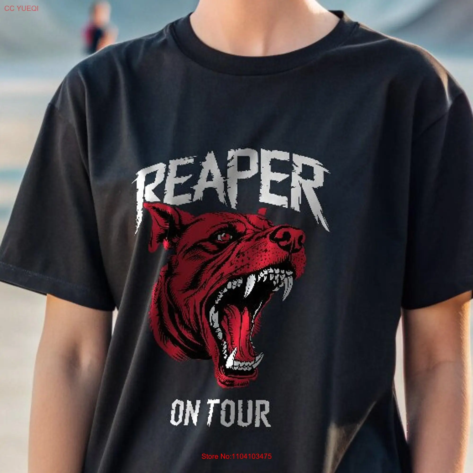 Reaper On Tour Red Aggressive Dog T Shirt long or short sleeves