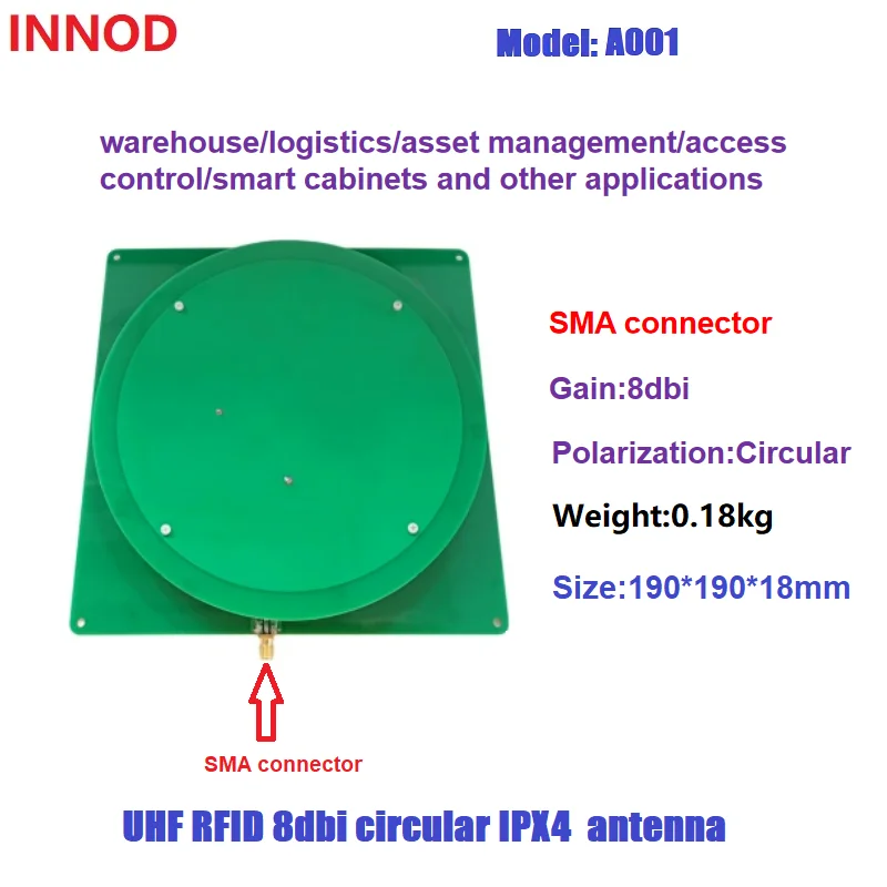 

UHF RFID Near Field Antenna -1dbi Circular IPX4 Antenna SMA 1m read range for Asset Inventory Management