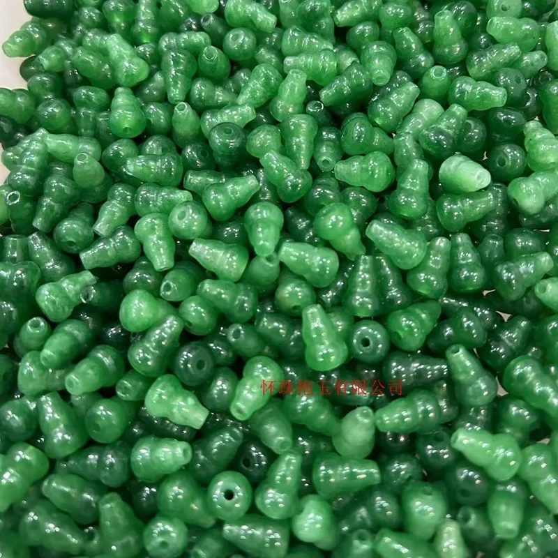 10pcs 8 * 11Mm Gourd Dry Green Jadeite Loose Beads Barrel Beads DIY Accessories Quartzite Jade Beads