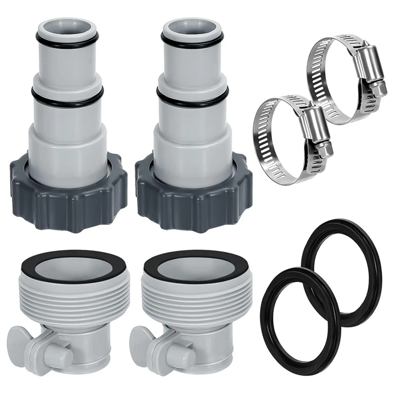 Pool Hose Adapter Kit,2 Types Pool Pump Hose Connector For 1.5 & 1.25 In Hoses For Aboves Ground Pool Replacement Parts