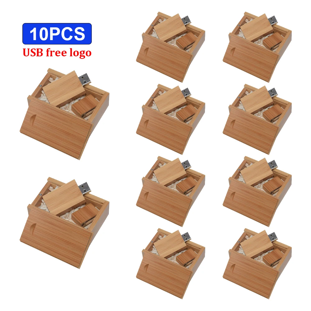 10PCS/LOT USB wooden usb flash drive Photography Wedding Gifts Free Custom Logo Memory Stick 128gb Walnut Wooden Pen Drives 16GB