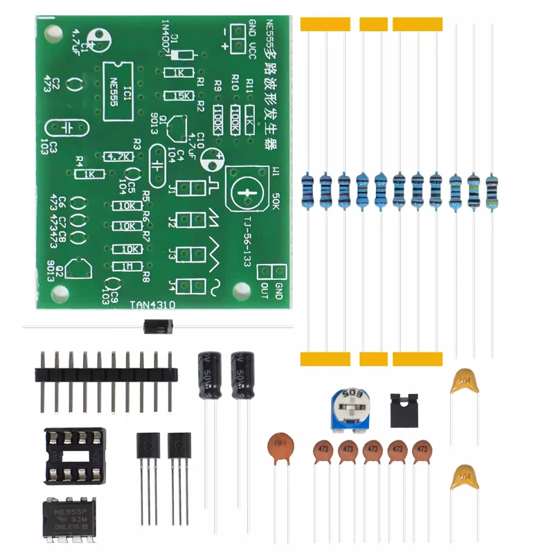 DC6-12V NE555 Pulse Generator Module Sine/Triangle/Square Wave Generator Multi-Channel Waveform Signal Generator DIY Kit