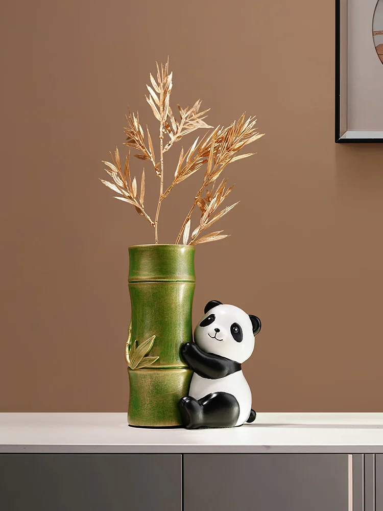 

Creative Panda Statue Flower Insertion Decoration Modern Simple Home Living Room TV Cabinet Dining Table Entrance Decoration